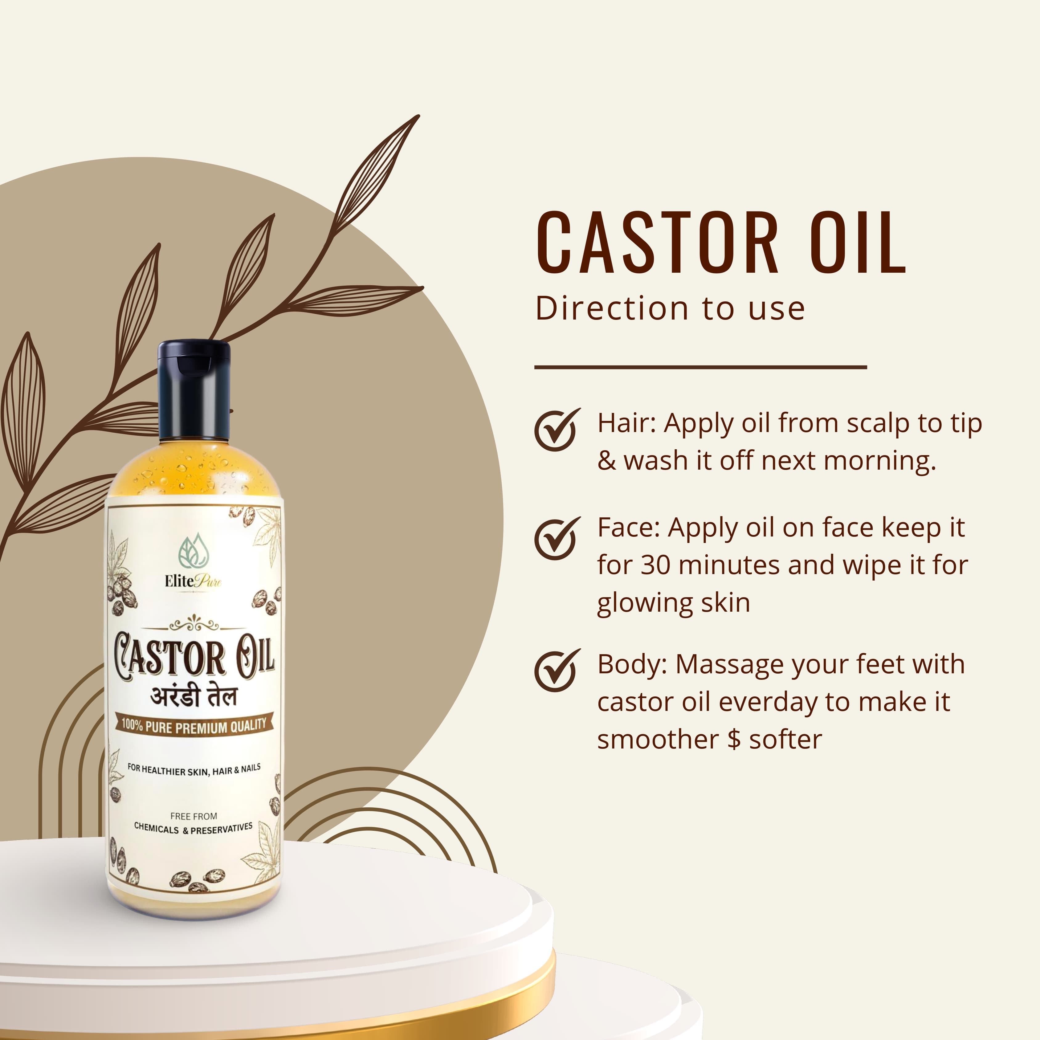 How to use ElitePure Castor Oil on hair, face and body
